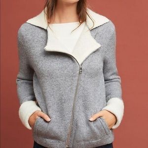 ANTHROPOLOGIE Gray Cherohala Moto Sweater